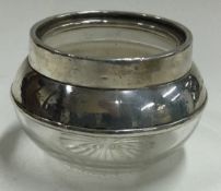 A silver mounted glass bowl bearing a registration number.