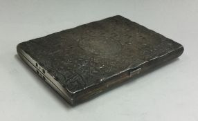 A Victorian engraved silver card case. Birmingham 1847. By Frederick Marsden.