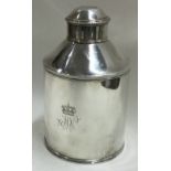 EDINBURGH: A fine quality crested Scottish silver tea caddy with pull-off lid.
