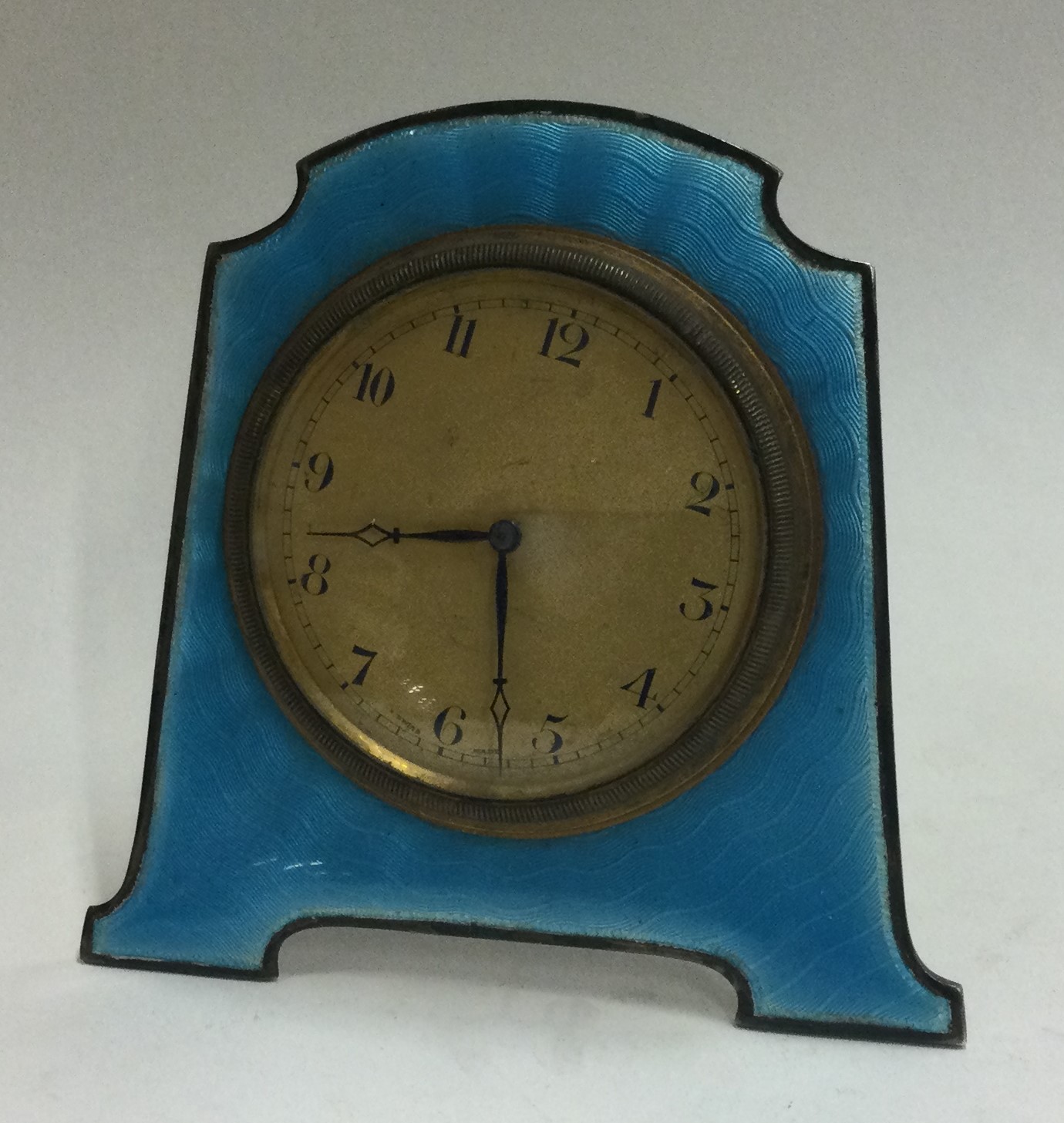 A silver and blue enamelled clock. - Image 2 of 2