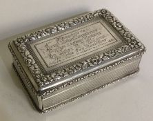 An engraved Victorian silver snuff box. Birmingham 1847.