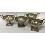 A set of four 18th Century silver two-handled salts. London 1796.