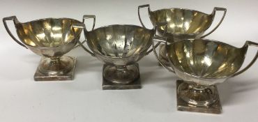 A set of four 18th Century silver two-handled salts. London 1796.