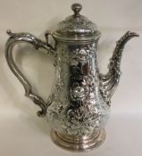 PAUL STORR: A good chased silver coffee pot of typical form. Marked to side.
