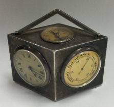TIFFANY & CO: A rare silver clock and barometer. Circa 1900.
