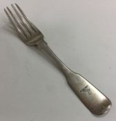 CHINA TRADE: A 19th Century silver crested fork. Maker's mark 'ES'.
