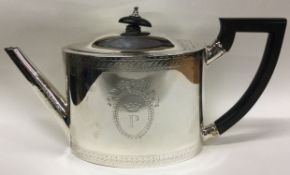 A rare crested silver teapot. London 1792.