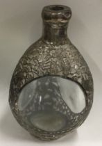 A Chinese export silver mounted glass vase.