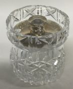 A heavy silver mounted glass honey jar. Birmingham 1940.