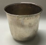 An 18th Century French silver beaker. Marked to base.