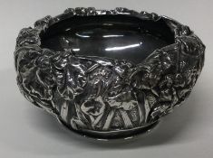 A Japanese silver bowl. Marked to base.
