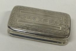 An early Continental silver snuff box with engraved scenes.
