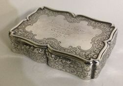 A good Victorian cast silver snuff box inscribed 'Central London Rangers'.