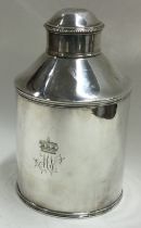 EDINBURGH: A fine quality crested Scottish silver tea caddy with pull-off lid.