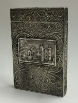 A William IV silver castle top card case with filigree decoration. Birmingham 1835.