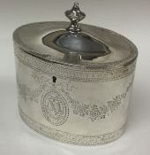 A good 18th Century bright cut silver tea caddy. London 1782.