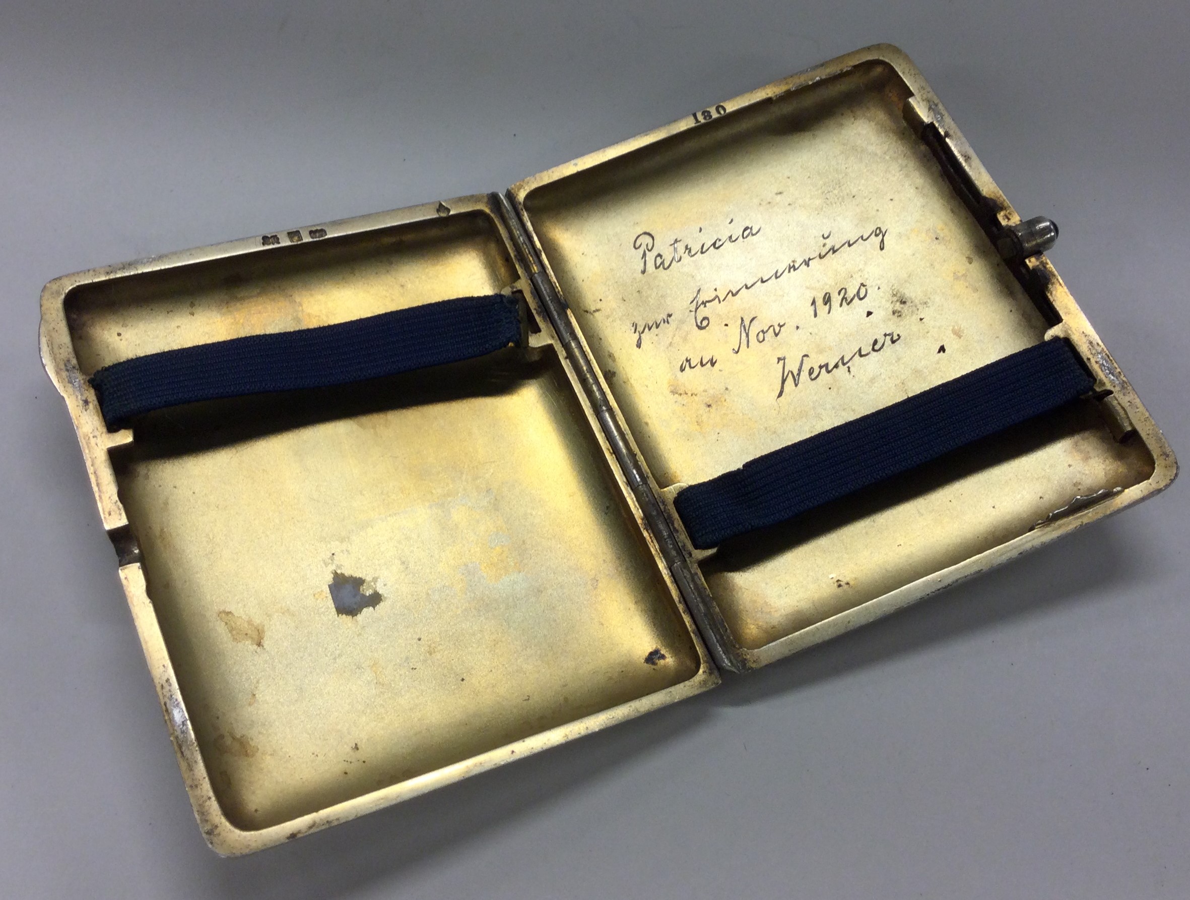 A silver and white enamelled cigarette case. Marked to interior. - Image 2 of 2