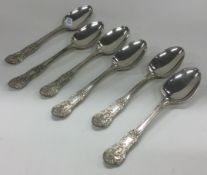 A rare set of six silver teaspoons bearing unusual French coat of arms. London 1848.