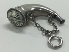 SAMPSON MORDAN: A Victorian silver combination vinaigrette / whistle in the form of a horn. London.