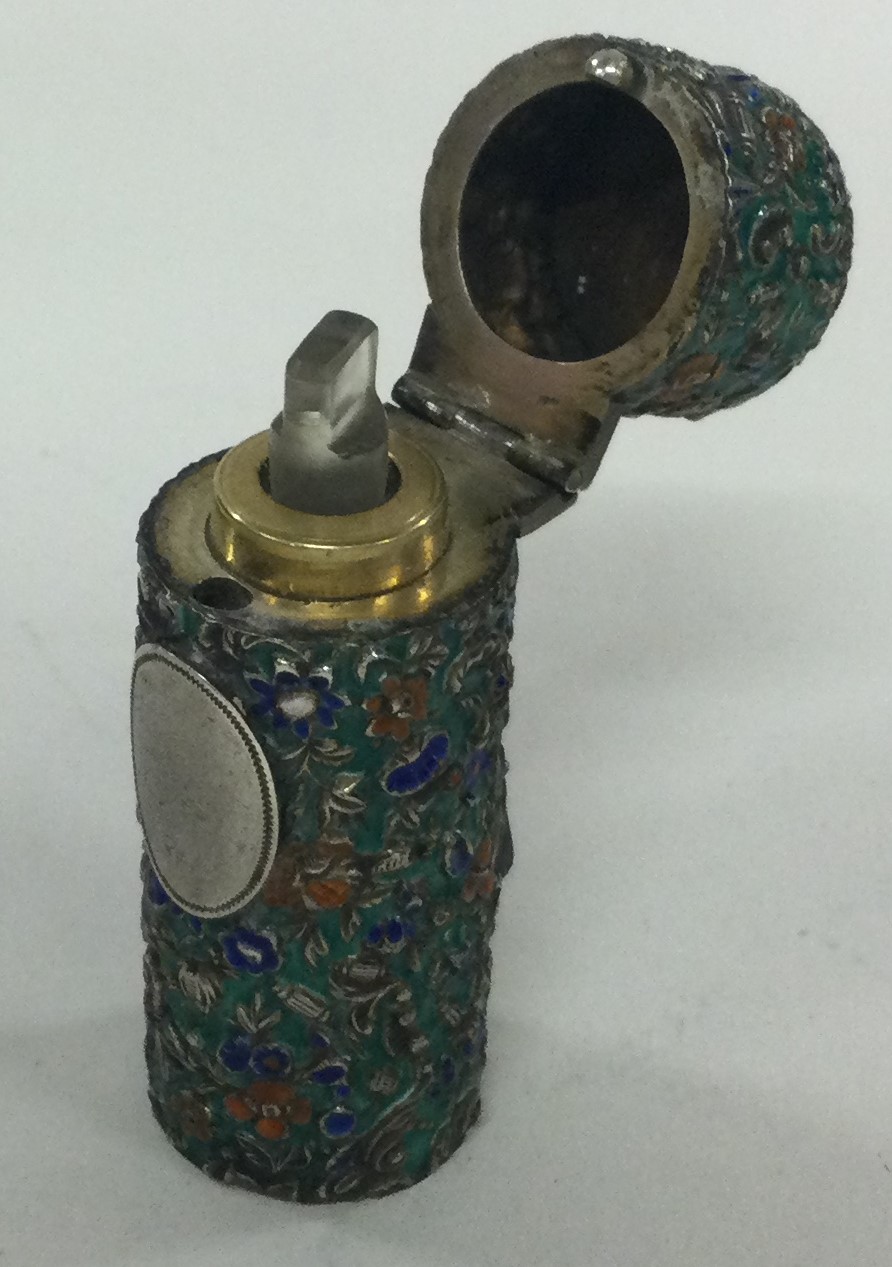 A rare Victorian silver and enamelled scent bottle with stopper. London 1883. - Bild 2 aus 2