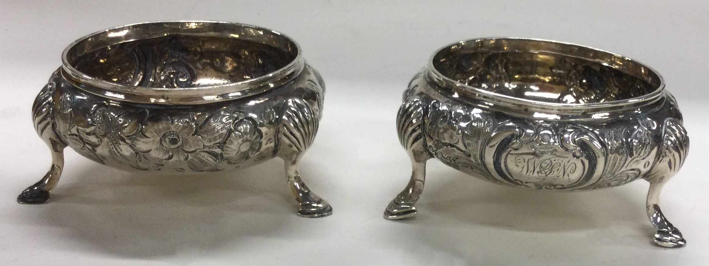 A pair of George III silver salts. London 1855. By William Robert Smily.