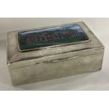 A silver and enamelled cigarette box. Birmingham 1912. By William Hassler.