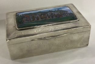 A silver and enamelled cigarette box. Birmingham 1912. By William Hassler.