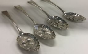 A set of four Victorian silver berry spoons. London 1806. By William Sumner.