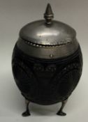An Antique Continental silver mounted coconut cup of typical form.