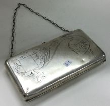 A large Russian silver purse with stone decoration. Circa 1920.