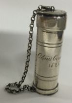 An early 19th Century silver counter box on suspension chain.