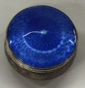 A silver and blue enamelled box with lift-off cover. Birmingham 1912.