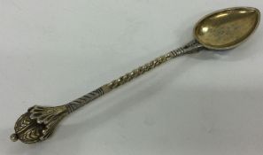 A rare novelty silver spoon with spiralled handle. Birmingham 1863.