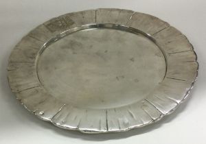 A Victorian silver tray with chased decoration. London 1852. By Charles Thomas Fox & George Fox.