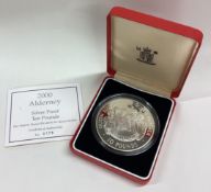 A cased 2000 Alderney silver Proof Ten Pound coin.