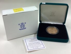 A cased Queen Elizabeth II Twenty Five Pound gold coin.