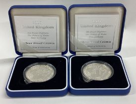 Two cased 1998 silver Proof Crown coins.