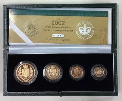 A cased 2002 gold Proof four-coin Sovereign collection.