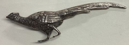 A silver pheasant bearing English import marks.