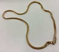 A 9 carat flat link chain with ring clasp.