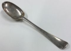 An early Queen Anne Britannia silver rat tail spoon with coat of arms to back.