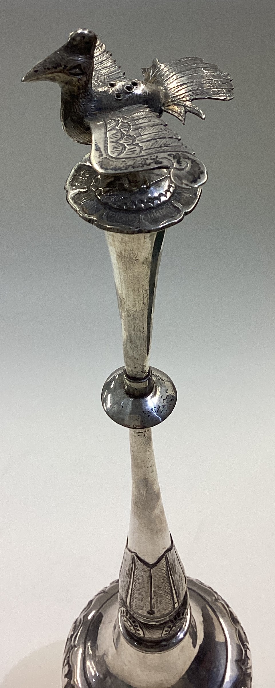 A large early 19th Century Chinese silver rose water sprinkler. - Image 2 of 4