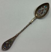 A Plique-à-Jour silver spoon. By AF.