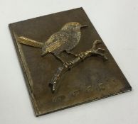 HOUSE OF LAWRIAN: A silver card case embossed with bird on branch.