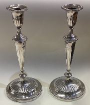 A pair of 18th Century George III silver candlesticks. Sheffield 1796.
