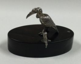 PATRICK MAVROS: A silver menu / place card holder cast with bird.