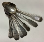 A good collection of silver fiddle pattern spoons.