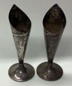 A pair of tapering silver spill vases. Birmingham.