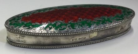 A large silver and enamelled snuff box. Sheffield 1909.