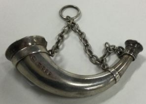 SAMPSON MORDAN & CO: A large silver vinaigrette in the form of a horn.